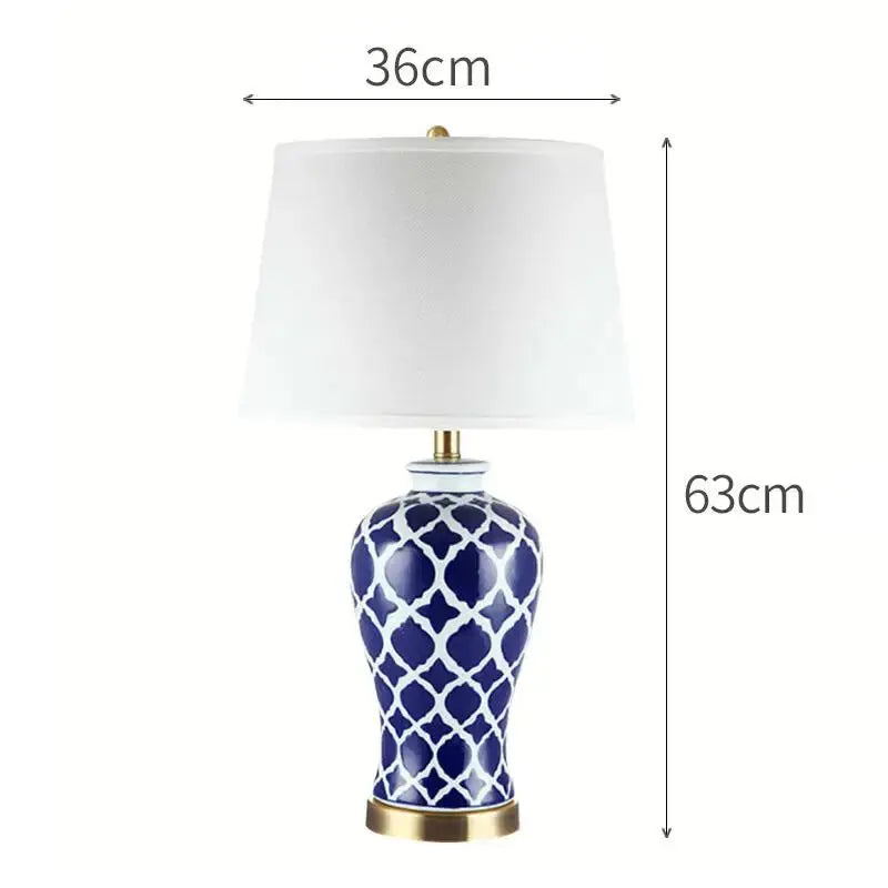 Jakob – Elegant Blue & White Ceramic Table Lamp for Classic Home Decor Monalume