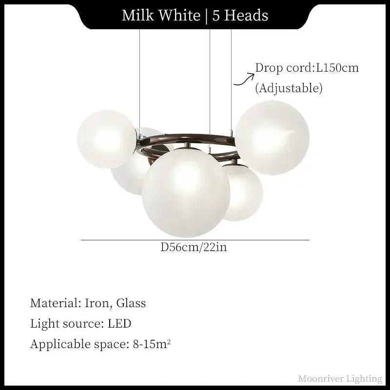 Leif – Modern Glass Ball LED Pendant Light for Dining Tables and Bars Monalume.com