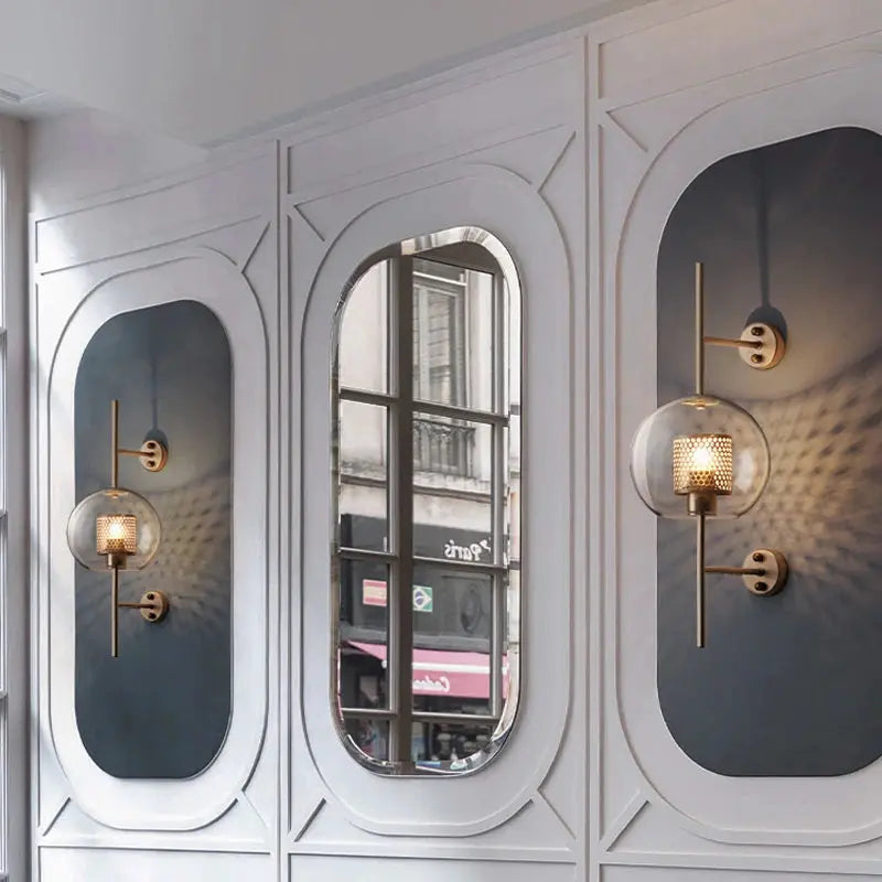 Sola – Modern Industrial LED Wall Light with Glass Shade Lampasa.com