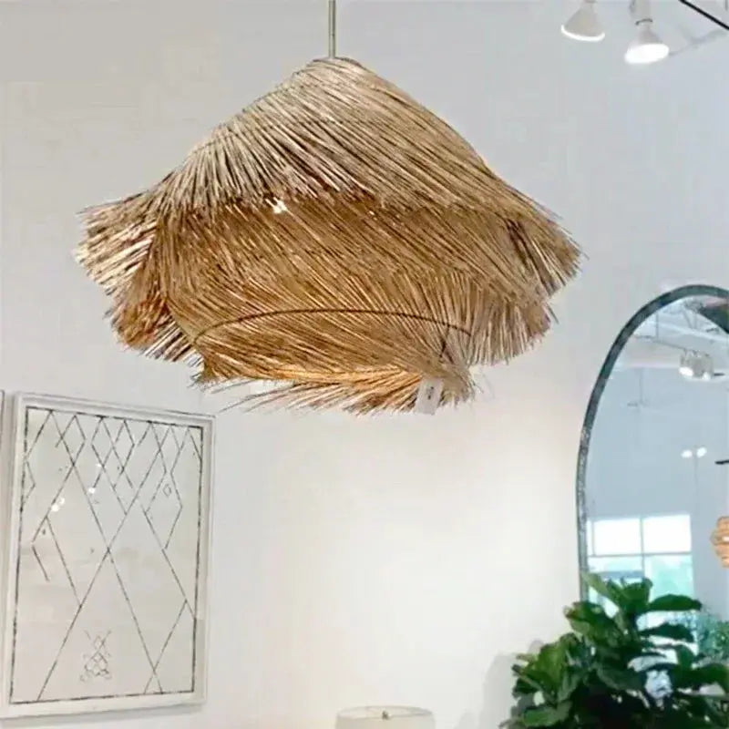 Elva – Handmade Retro Rattan LED Pendant Light for Warm, Stylish Spaces Monalume