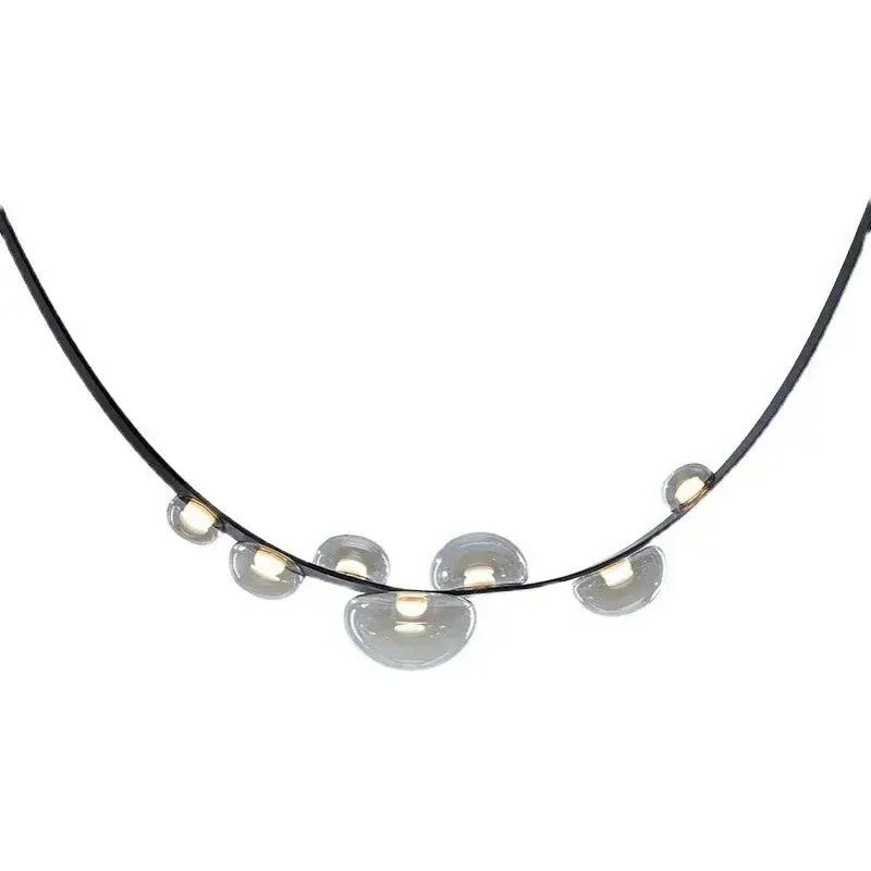 Krystof – Nordic Dimmable LED Pendant Light with Glass Shade and Leather Belt Suspension Monalume.com