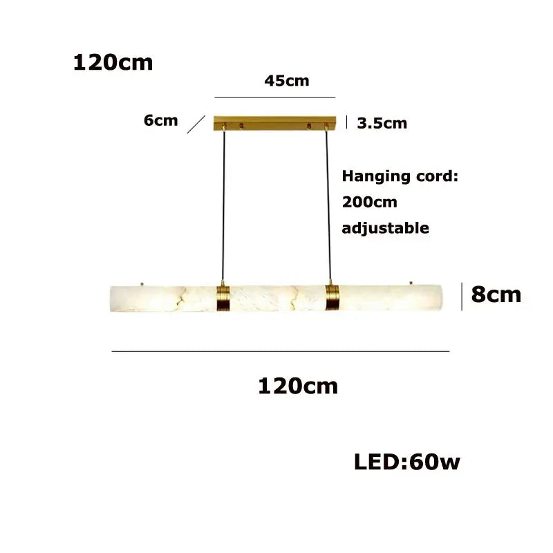 Albert – Dimmable Linear LED Pendant Light with White Alabaster Marble Design for Dining Tables and Bars Monalume.com