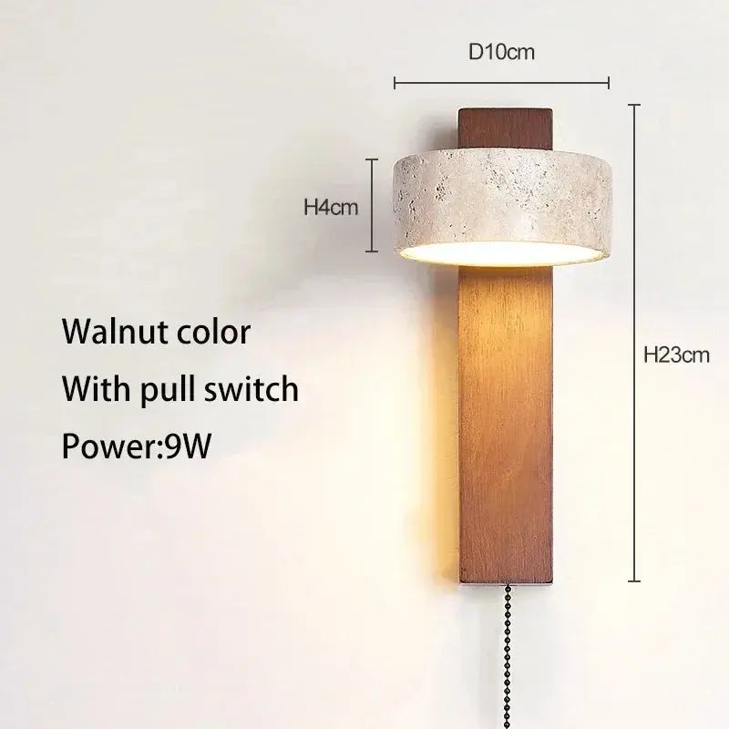Japandi Travertine & Wood Rotatable Wall Lamp – Sorei lampasa.com