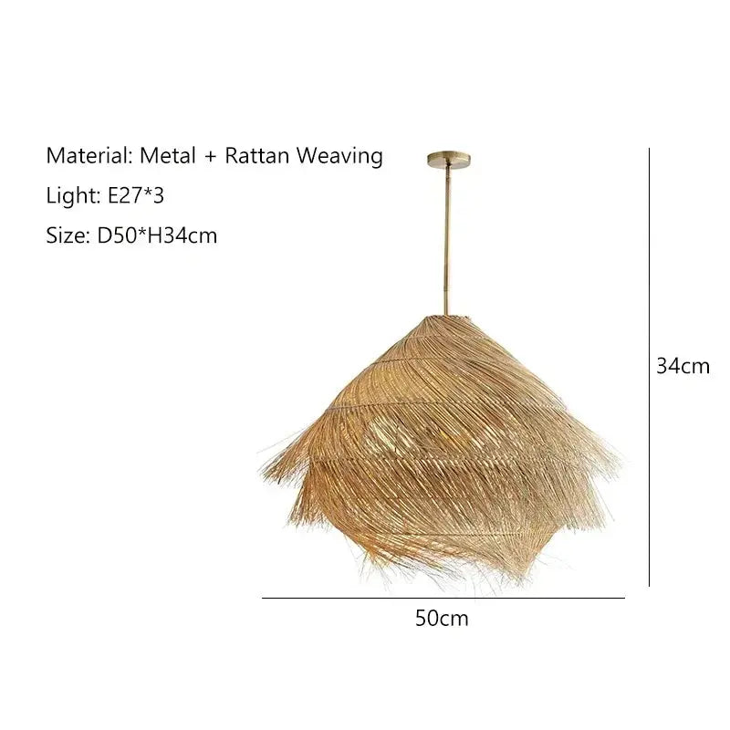 Elva – Handmade Retro Rattan LED Pendant Light for Warm, Stylish Spaces Monalume