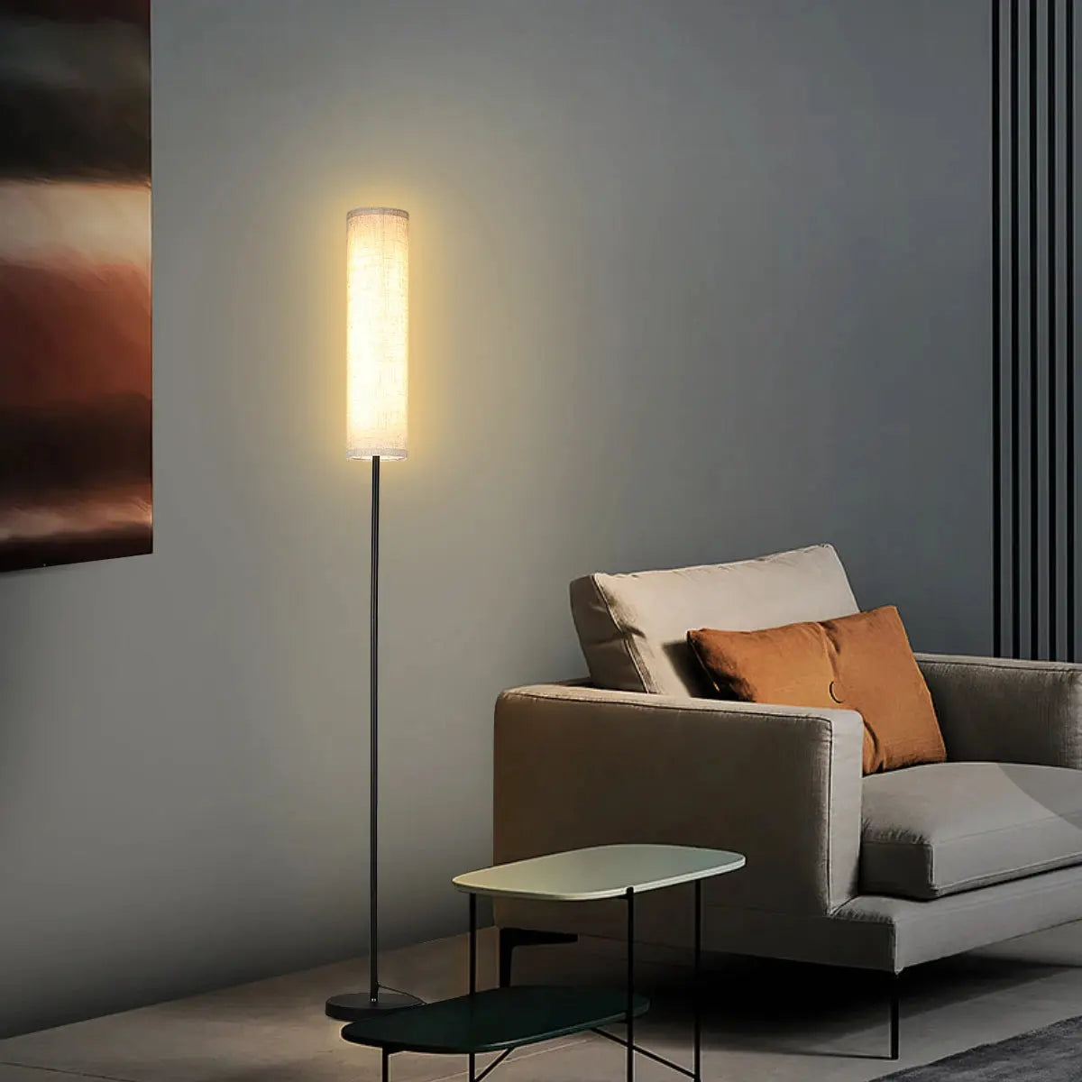 Ivenor – Minimalist Contemporary Fabric Shade Dimmable LED Floor Lamp Lampasa.com