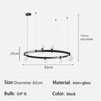 Gunnar – Round Frosted Glass LED Pendant Light with Black Finish for Dining Tables and Bars Monalume.com