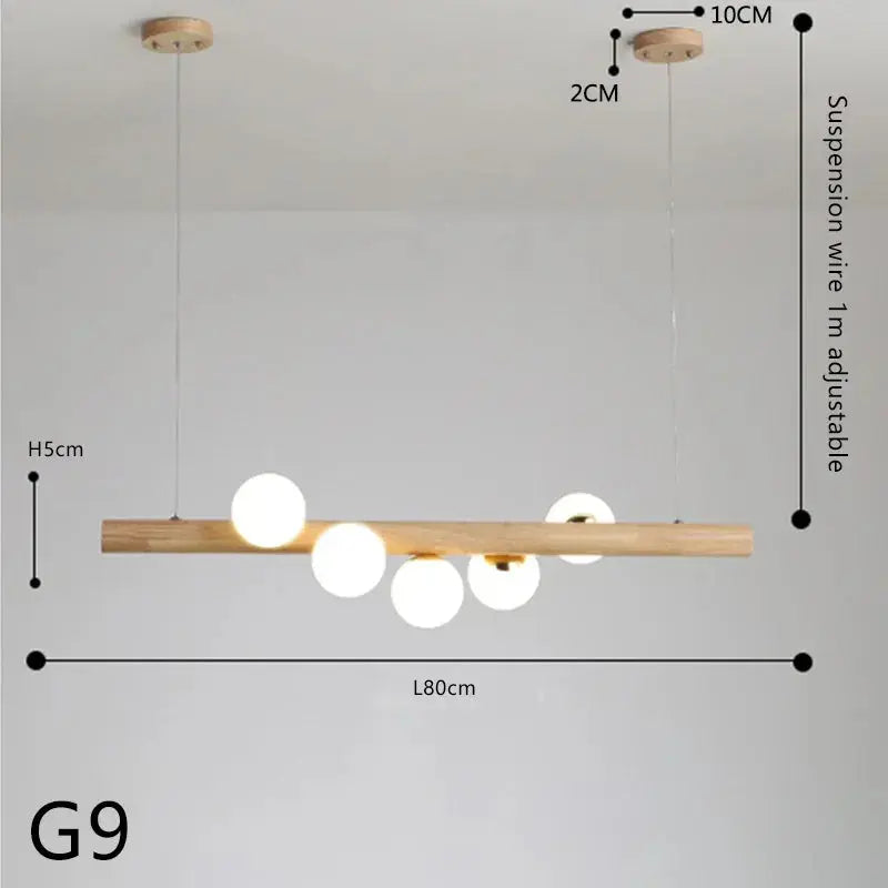 Danby – Nordic Wooden and Glass Ball LED Pendant Lamp for Warm, Modern Decor Monalume