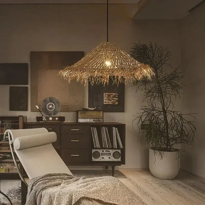 Henrick – Handmade Rattan LED Pendant Light for Natural and Boho Interiors Monalume.com