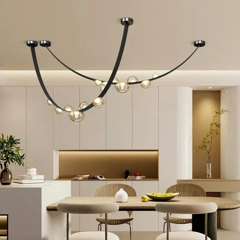 Krystof – Nordic Dimmable LED Pendant Light with Glass Shade and Leather Belt Suspension Monalume.com
