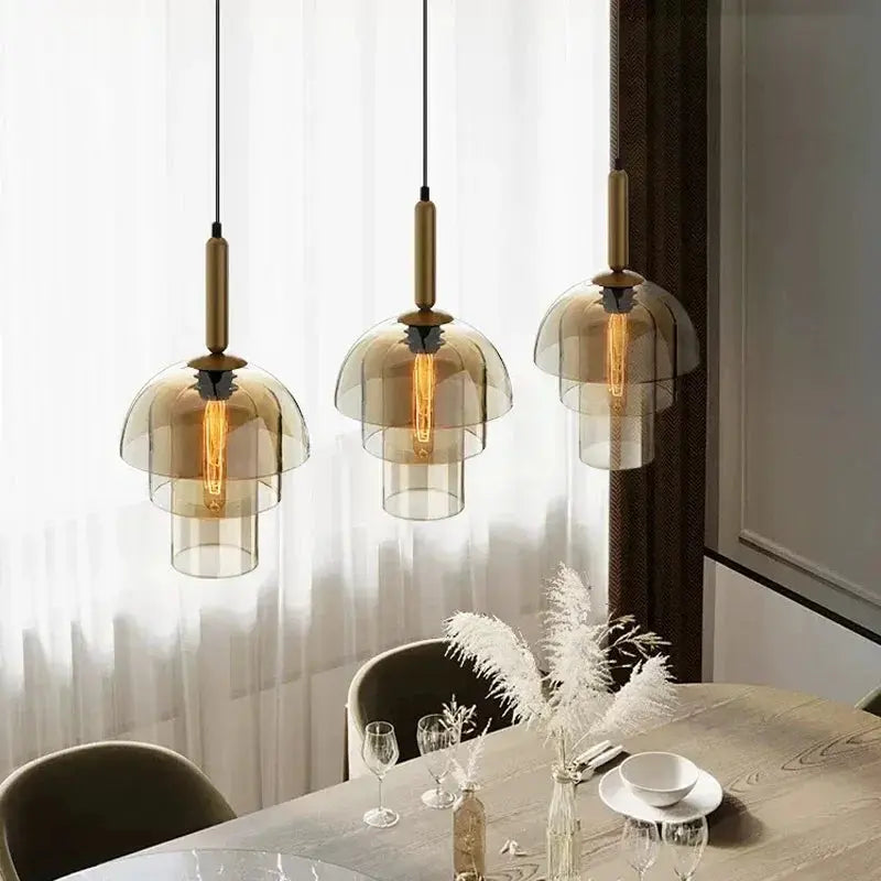 Selene – Modern Amber Glass LED Pendant Lamp Lampasa.com
