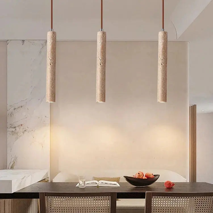 Lars – Cave Stone Long Tube LED Pendant Lamp for Natural, Modern Lighting Monalume