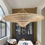 Mika – Handmade Round Japanese Rattan LED Pendant Light for Minimalist Interiors Monalume