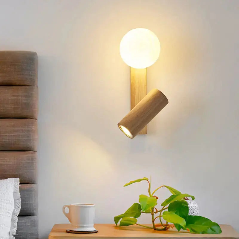 Nordic wooden swivel LED spotlight wall lamp – Elvyn Lampasa.com