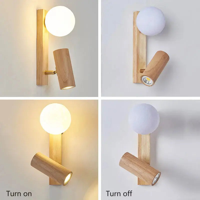 Nordic wooden swivel LED spotlight wall lamp – Elvyn Lampasa.com