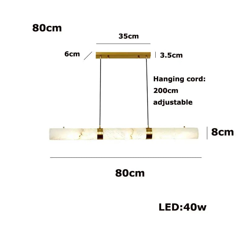 Albert – Dimmable Linear LED Pendant Light with White Alabaster Marble Design for Dining Tables and Bars Monalume.com