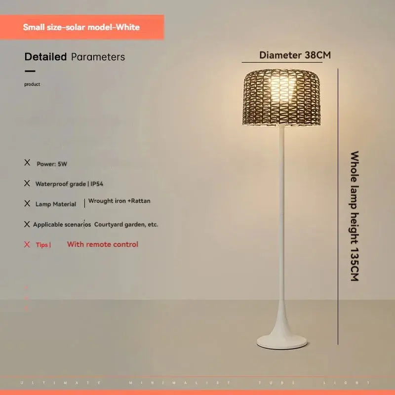Jorunn – Waterproof IP54 Outdoor Solar LED Rattan Floor Lamp for Eco-Friendly Spaces Monalume