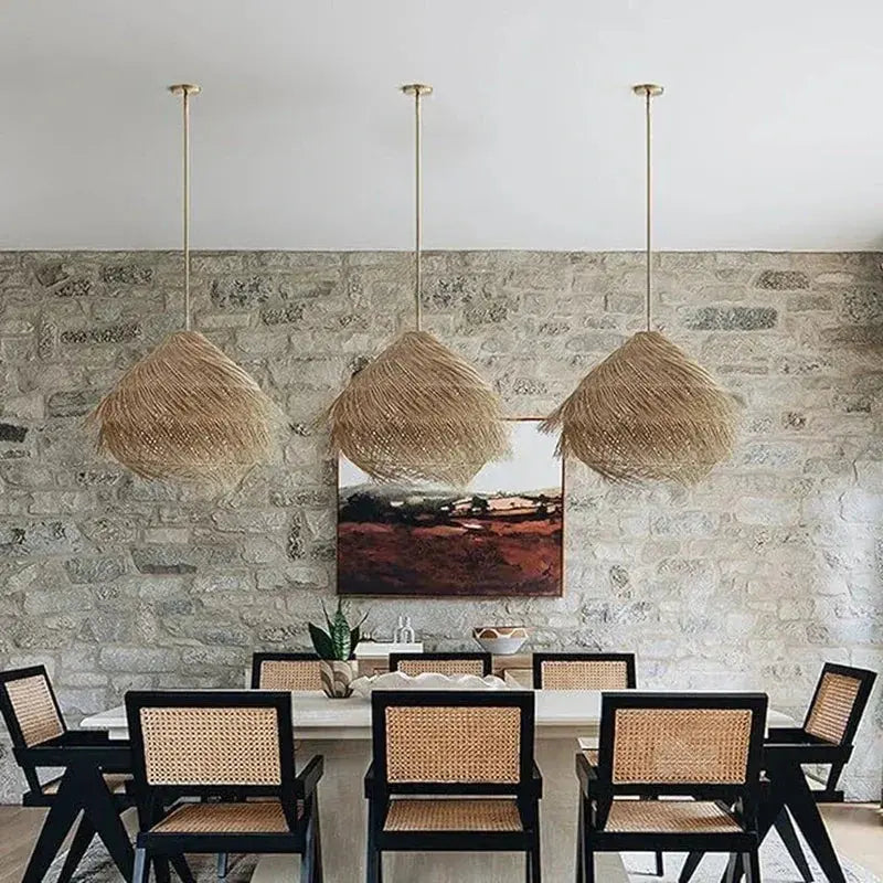 Elva – Handmade Retro Rattan LED Pendant Light for Warm, Stylish Spaces Monalume