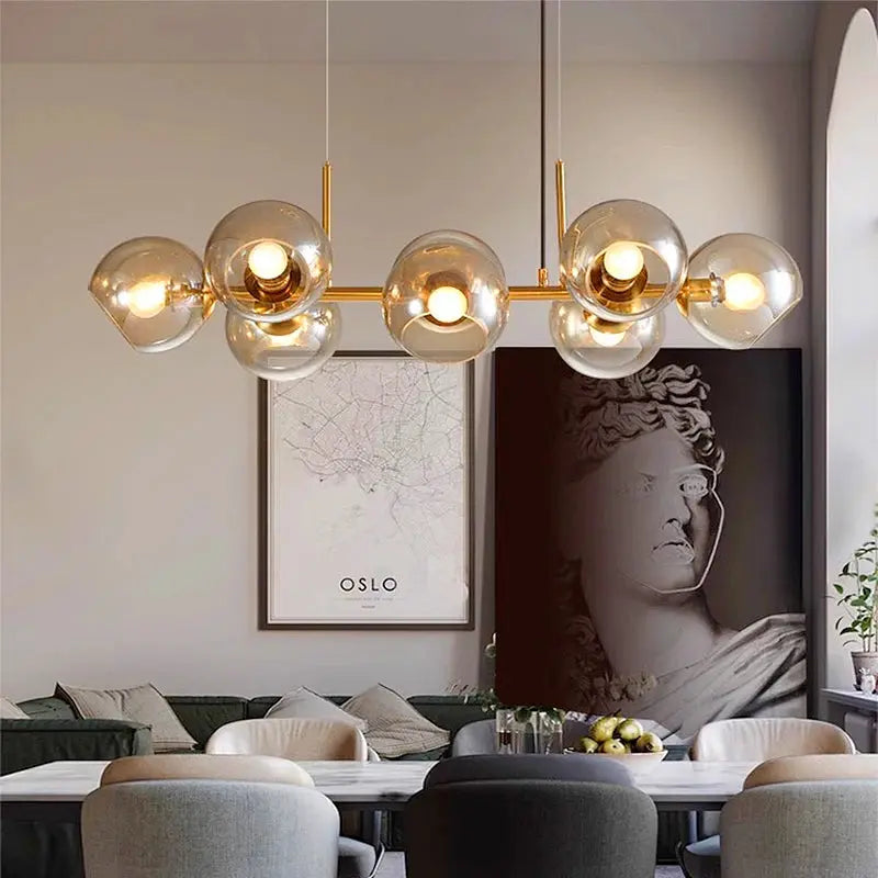 Hanna – Modern Dimmable LED Pendant Light with Glass Ball Design for Dining Tables and Bars Monalume.com