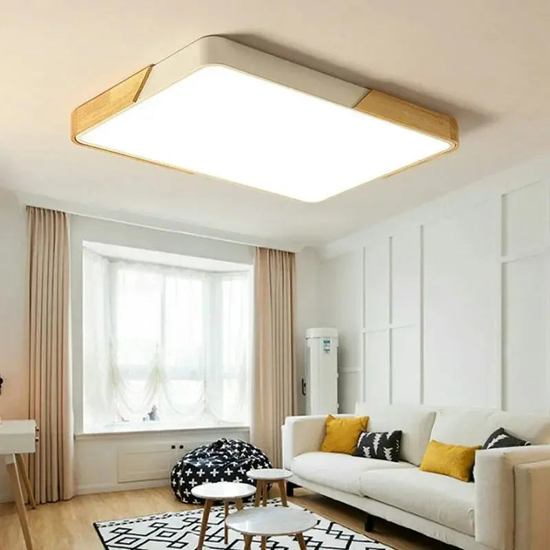 Aren – Modern LED Ceiling Lamp with Wooden Edge for Warm, Stylish Lighting Monalume