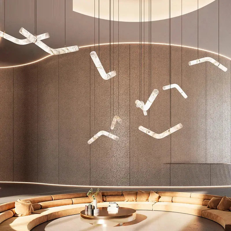 Hasteinn – Dimmable LED Pendant Light with Creative Marble Tube Design for Dining Tables and Bars Monalume.com
