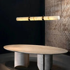 Albert – Dimmable Linear LED Pendant Light with White Alabaster Marble Design for Dining Tables and Bars Monalume.com