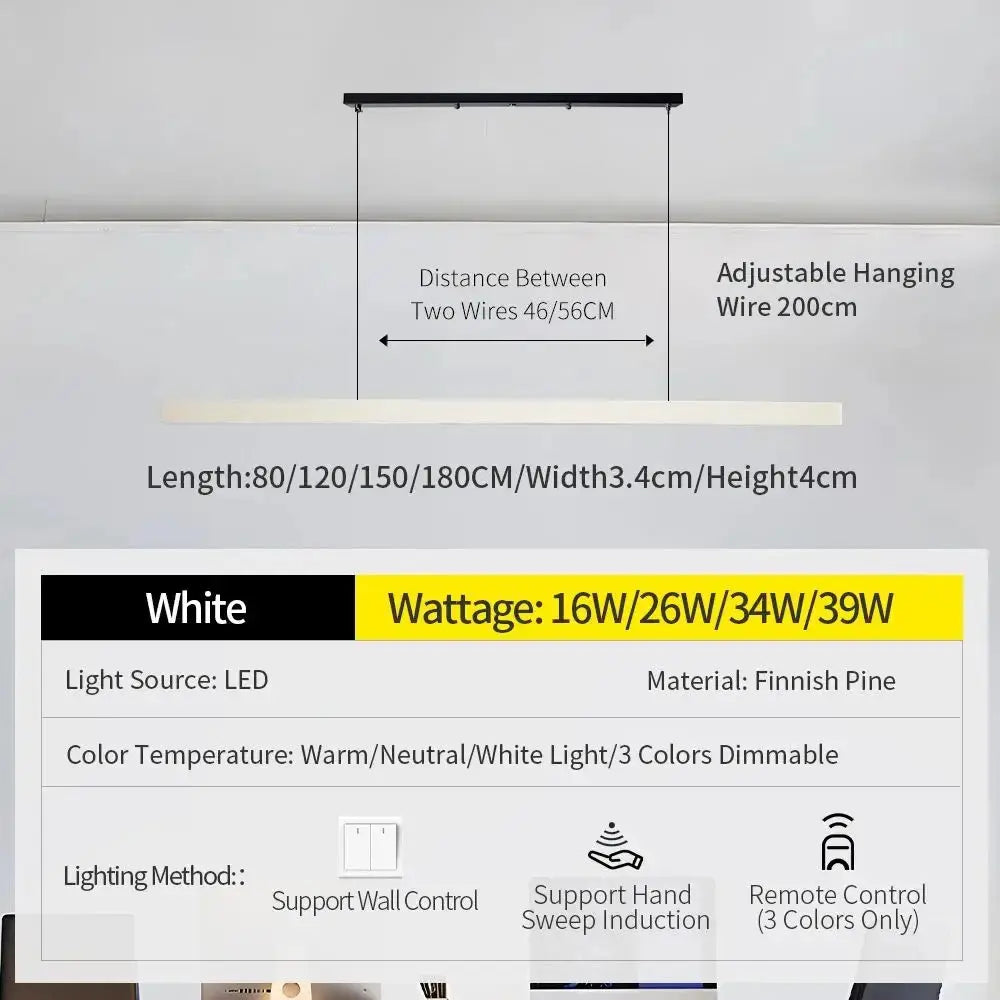 Einar – Dimmable Smart LED Pendant Light with Wooden Design and Sweep Sensor (Black & White Edition) Monalume.com