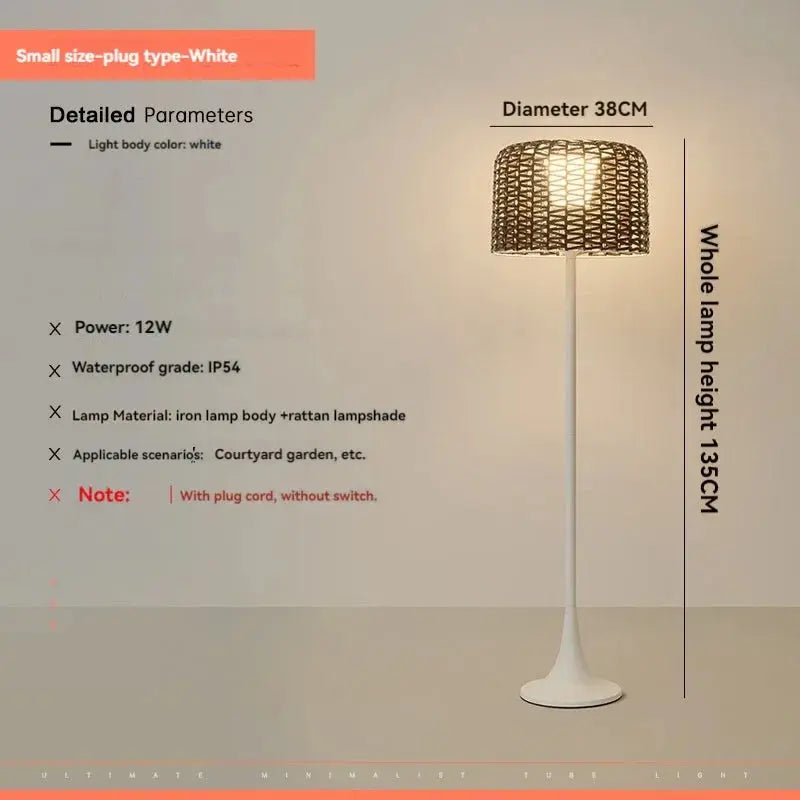 Jorunn – Waterproof IP54 Outdoor Solar LED Rattan Floor Lamp for Eco-Friendly Spaces Monalume