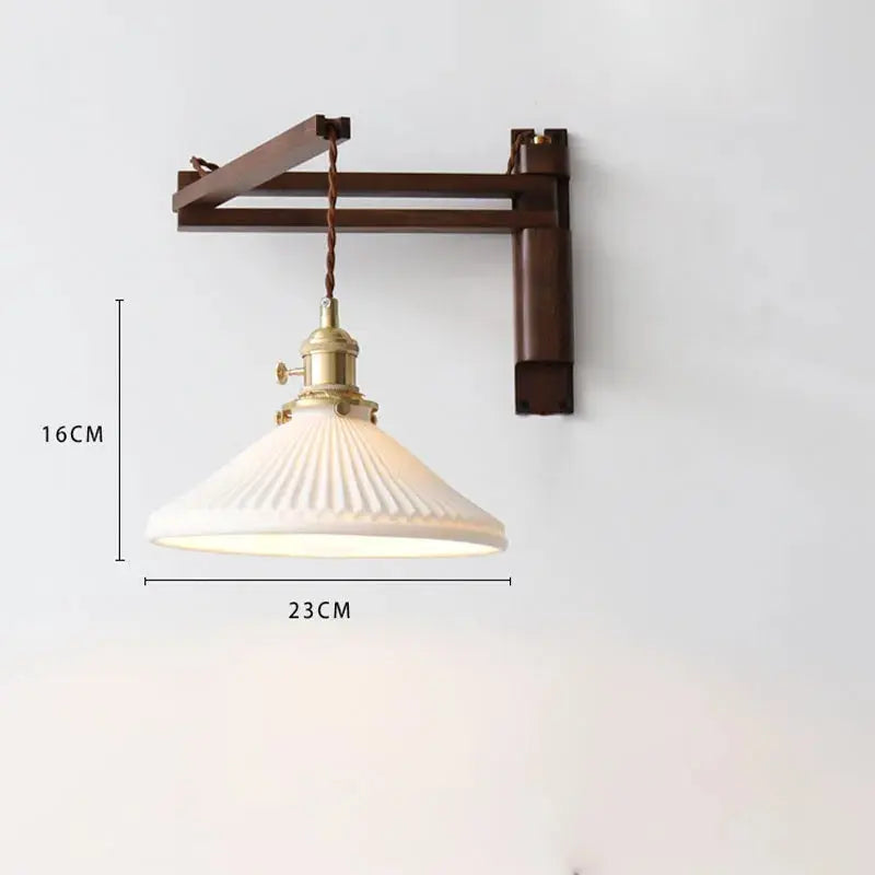 Roald – Japanese Retro LED Wall Lamp with Folding Design in Walnut Finish Lampasa.com