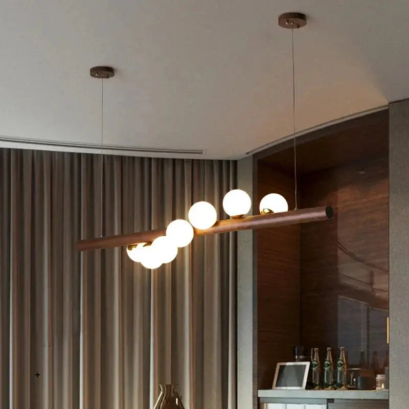 Danby – Nordic Wooden and Glass Ball LED Pendant Lamp for Warm, Modern Decor Monalume