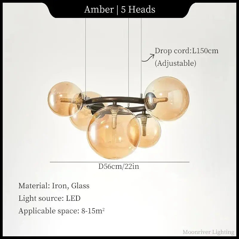 Leif – Modern Glass Ball LED Pendant Light for Dining Tables and Bars Monalume.com