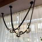 Krystof – Nordic Dimmable LED Pendant Light with Glass Shade and Leather Belt Suspension Monalume.com