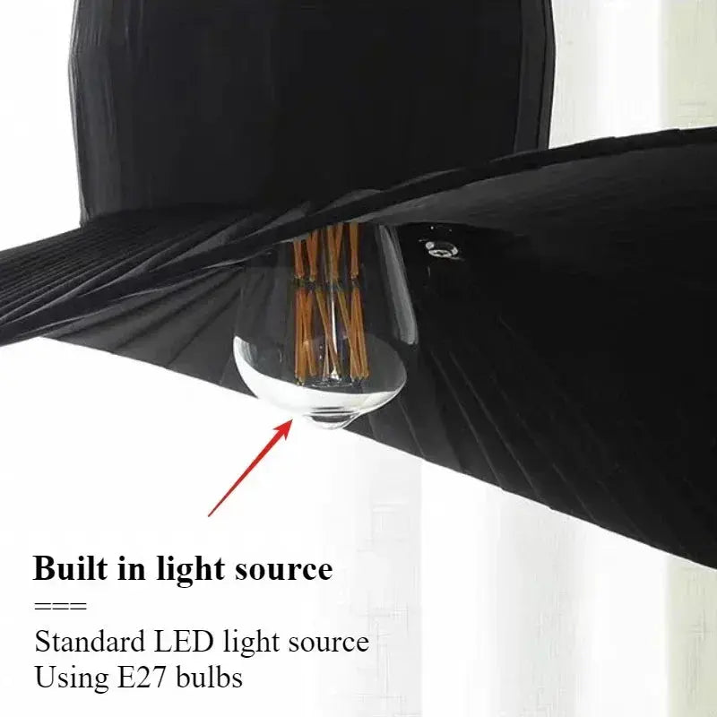 Rayna – Nordic LED Pendant Light with Straw Hat inspired Design Monalume.com