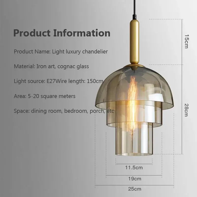 Selene – Modern Amber Glass LED Pendant Lamp Lampasa.com