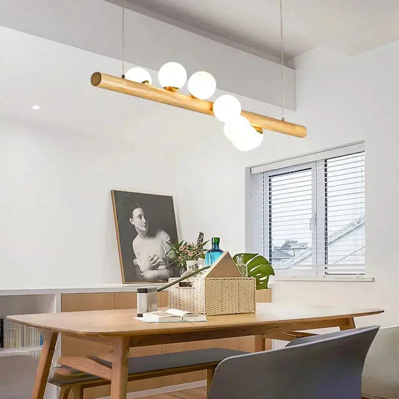 Danby – Nordic Wooden and Glass Ball LED Pendant Lamp for Warm, Modern Decor Monalume