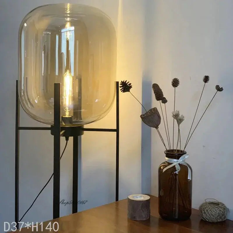 Hermann – Nordic Large Glass LED Table and Floor Lamp for Cozy Spaces Monalume