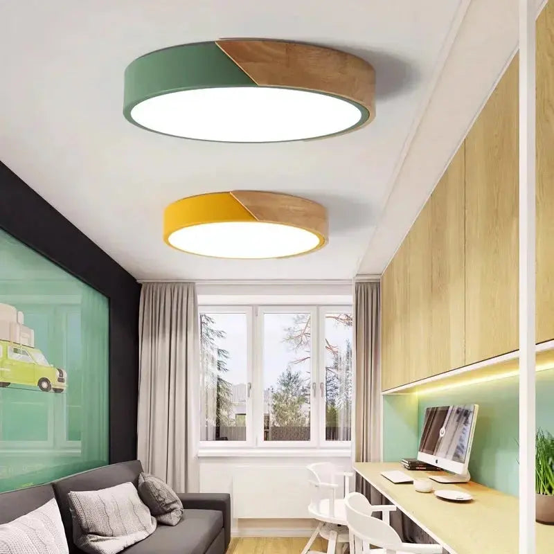 Aren – Modern LED Ceiling Lamp with Wooden Edge for Warm, Stylish Lighting Monalume
