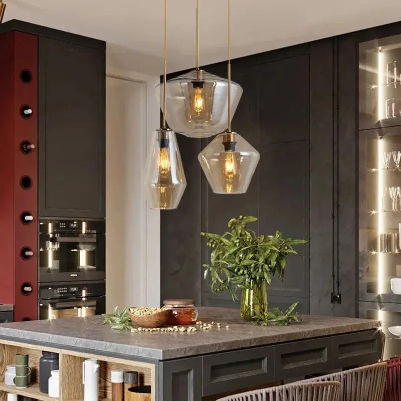 Orya – Artistic Modern Amber Glass LED Pendant Lamp Lampasa.com