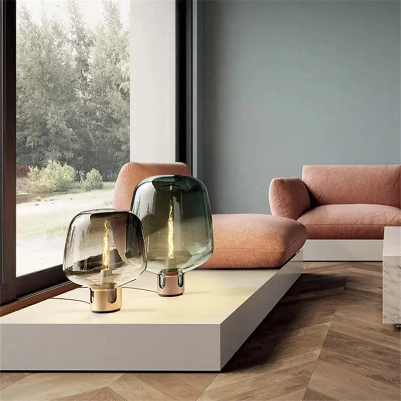Jens – Modern Italian Blown Glass LED Table Lamp with Sleek Design Monalume