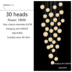 Axelle – Modern Dimmable LED Glass Ball Staircase Chandelier for Elegant Lighting Monalume