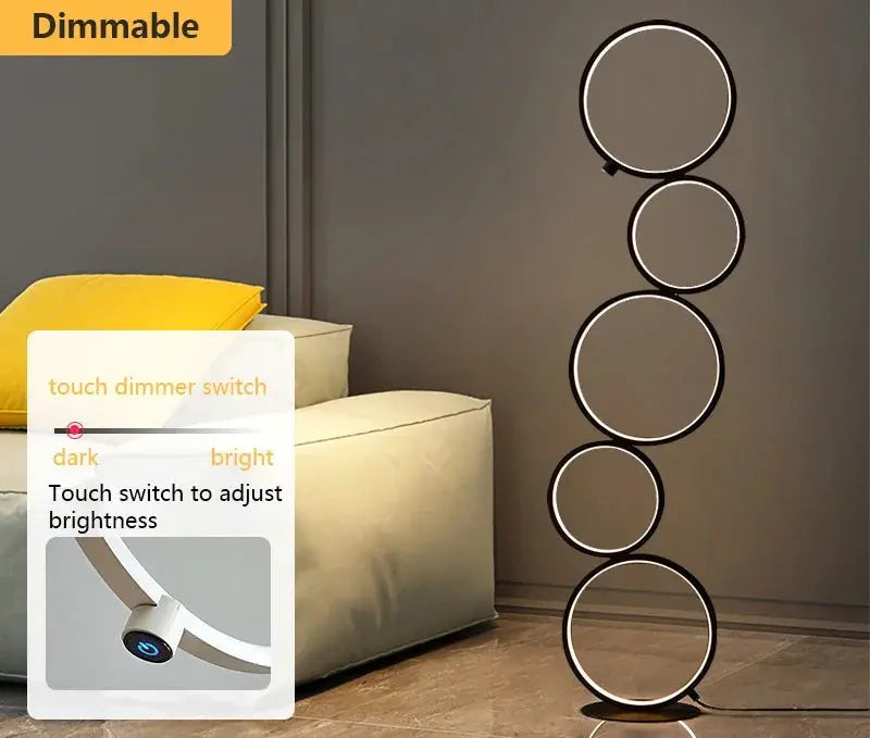 Orion - Modern Circle Design Dimmable Arc Floor Lamp Lampasa.com