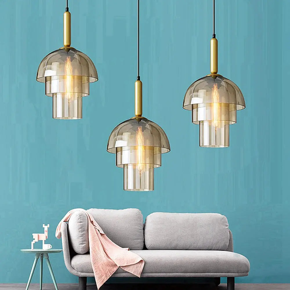 Selene – Modern Amber Glass LED Pendant Lamp Lampasa.com