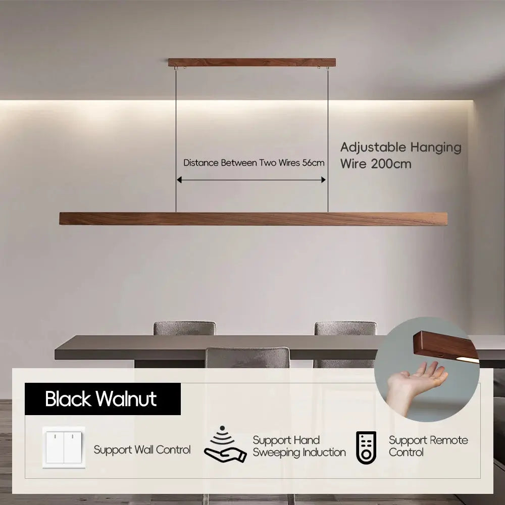 Einar (Walnut-Pine Edition) – Dimmable Wooden Sweep Sensor Smart LED Pendant Lamp for Modern Smart Homes Monalume