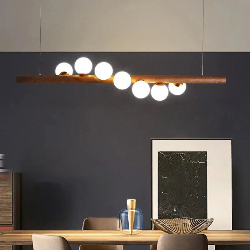 Danby – Nordic Wooden and Glass Ball LED Pendant Lamp for Warm, Modern Decor Monalume