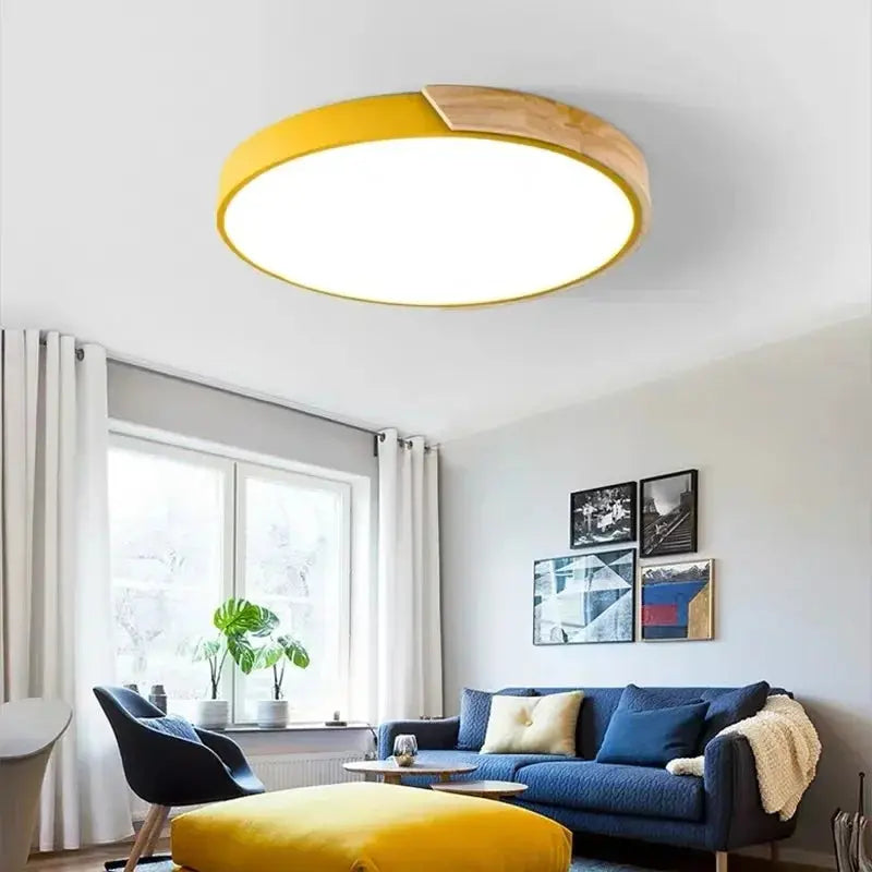 Aren – Modern LED Ceiling Lamp with Wooden Edge for Warm, Stylish Lighting Monalume