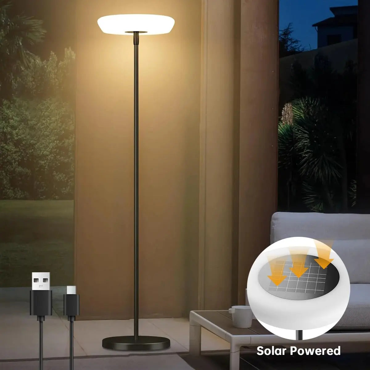Eydis – Outdoor Solar-Powered and Rechargeable IP54 LED Floor Lamp for Sustainable Lighting Monalume