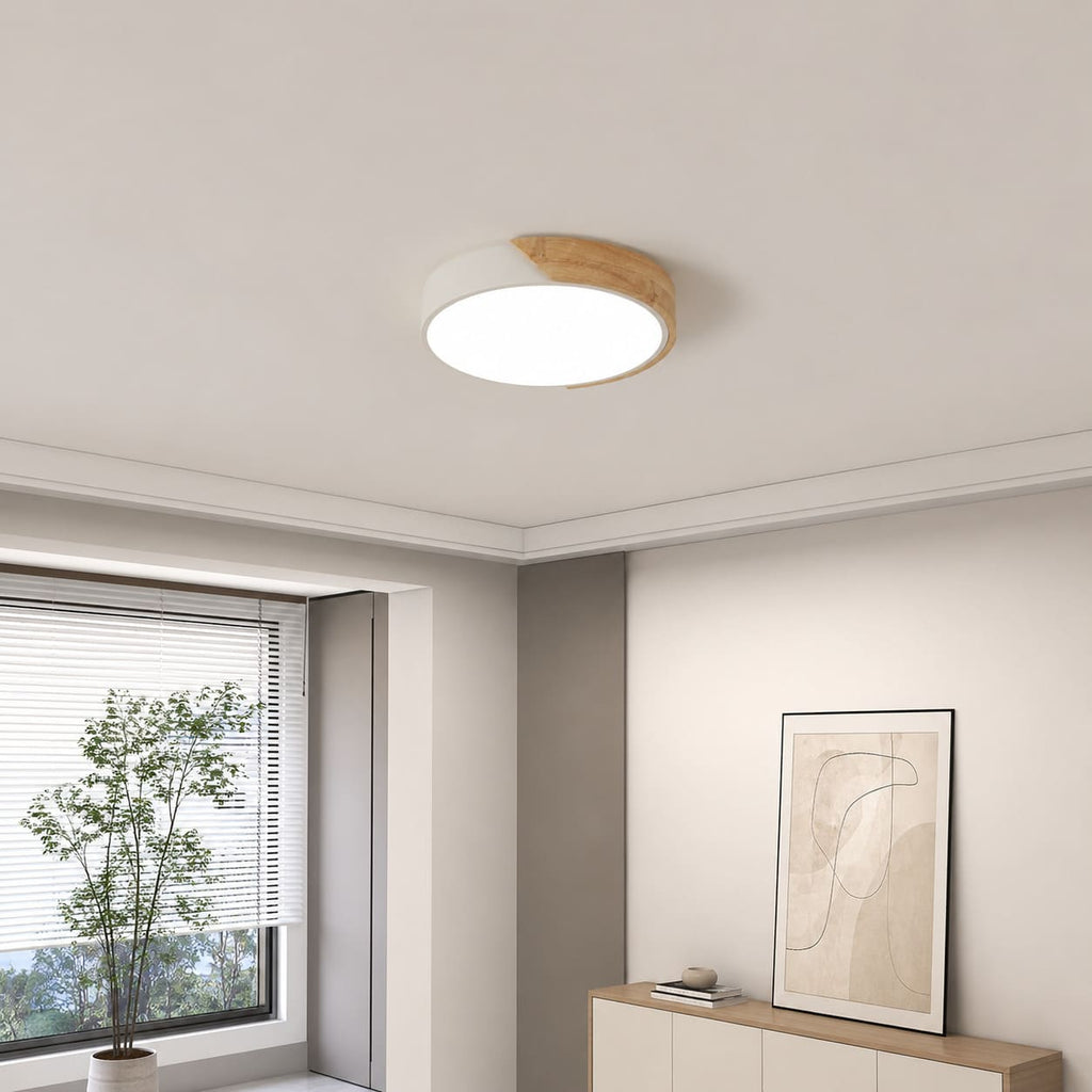 Aren – Modern LED Ceiling Lamp with Wooden Edge for Warm, Stylish Lighting