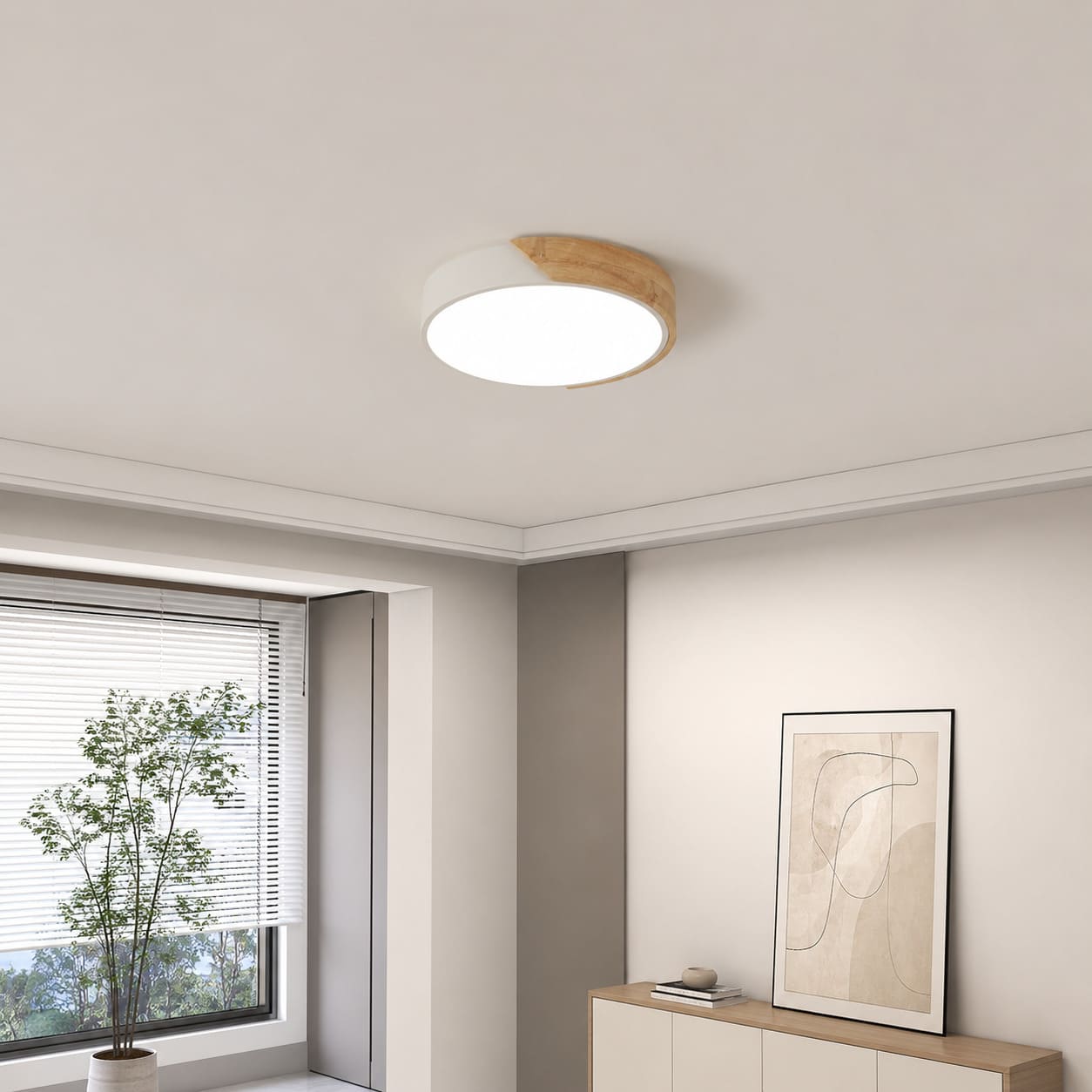 Aren – Modern LED Ceiling Lamp with Wooden Edge for Warm, Stylish Lighting