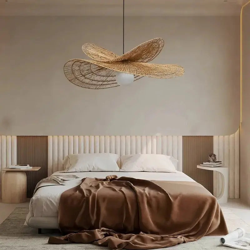 Greta – Handwoven Retro Rattan LED Pendant Light for Cozy Vintage Interiors Monalume