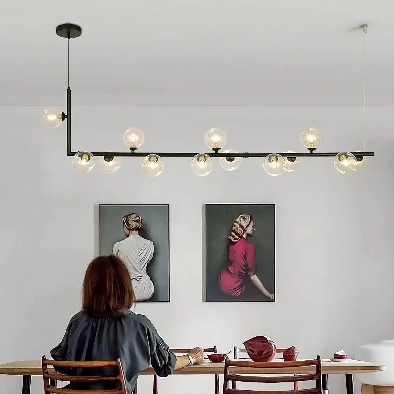 Anton – Nordic Minimalist LED Pendant Light with Glass Ball Design for Dining Tables and Bars Monalume.com