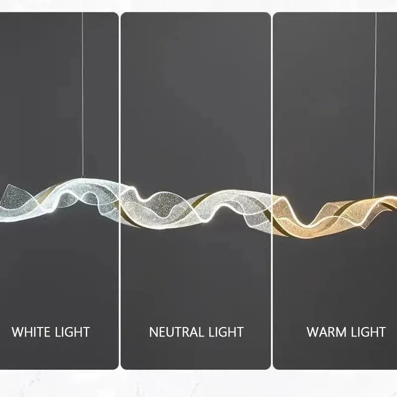 Erik – Dimmable Nordic LED Pendant Light with Creative Long Wave Design for Dining Tables and Bars Monalume.com